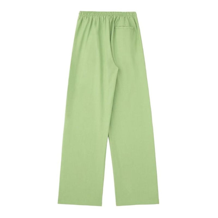 Green Linen High Waist Wide Leg Pants