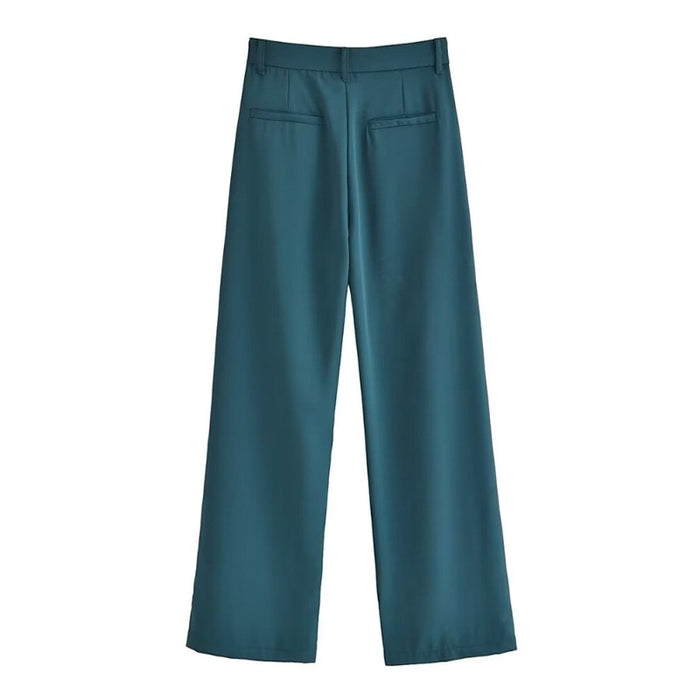 Stylish Vintage High Waist Front Dart Straight Pant