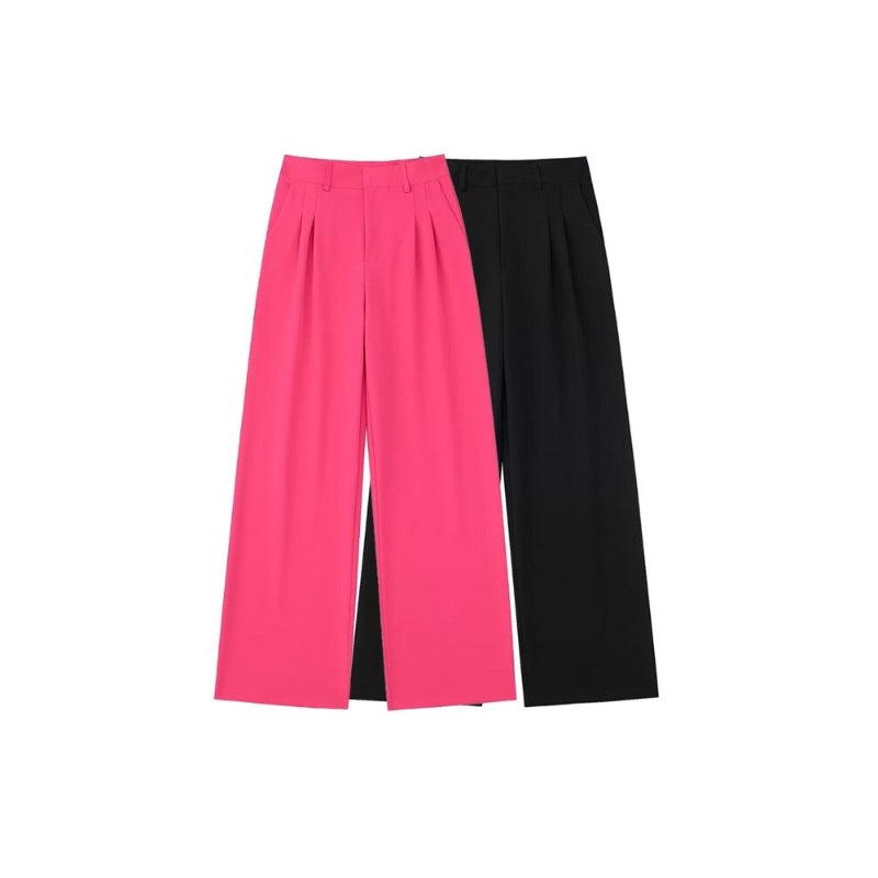 Front Pleated Vintage High Waist Straight Pant
