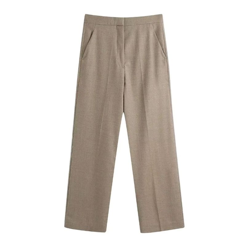 Brown Vintage High Waist Straight Pant For Women