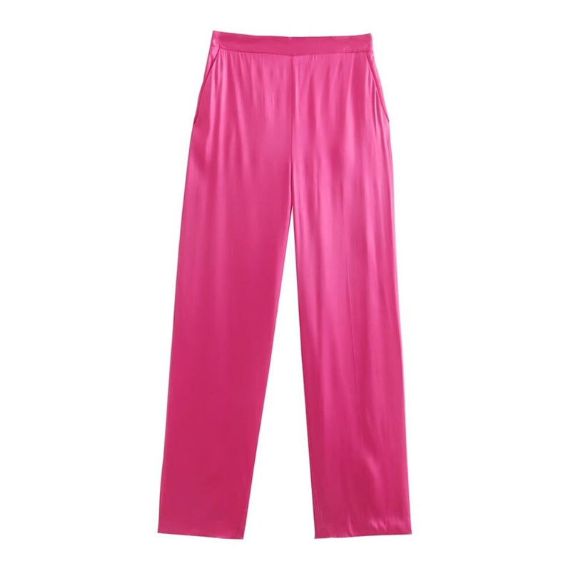 Pink High Waist Pant With Elastic Waistbands