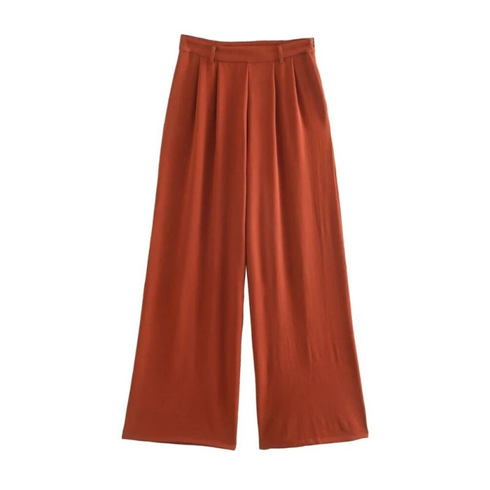 Casual High Waist Side Zipper Wide Leg Pant