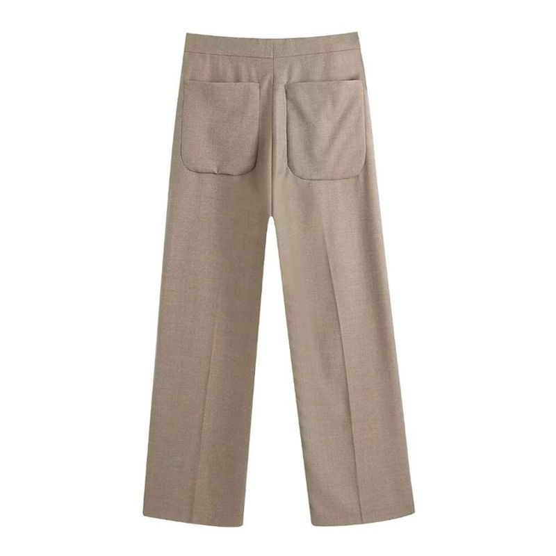 Brown Vintage High Waist Straight Pant For Women