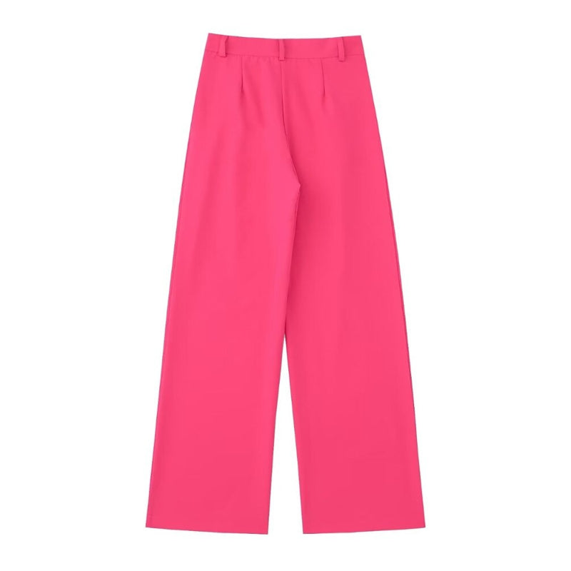 Front Pleated Vintage High Waist Straight Pant
