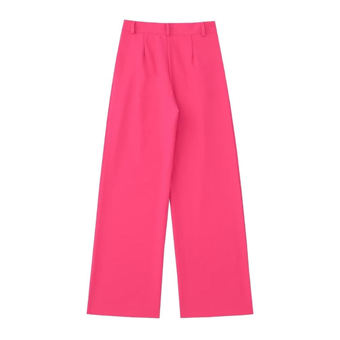 Front Pleated Vintage High Waist Straight Pant