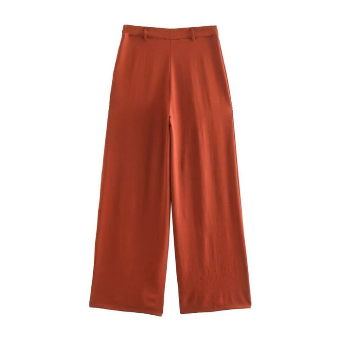 Casual High Waist Side Zipper Wide Leg Pant