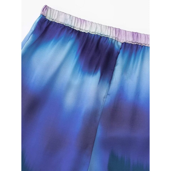 Tie-Dye Printed High Waist Wide Leg Pants