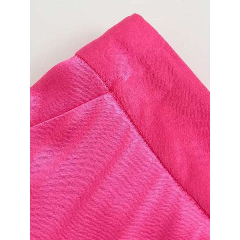 Pink High Waist Pant With Elastic Waistbands