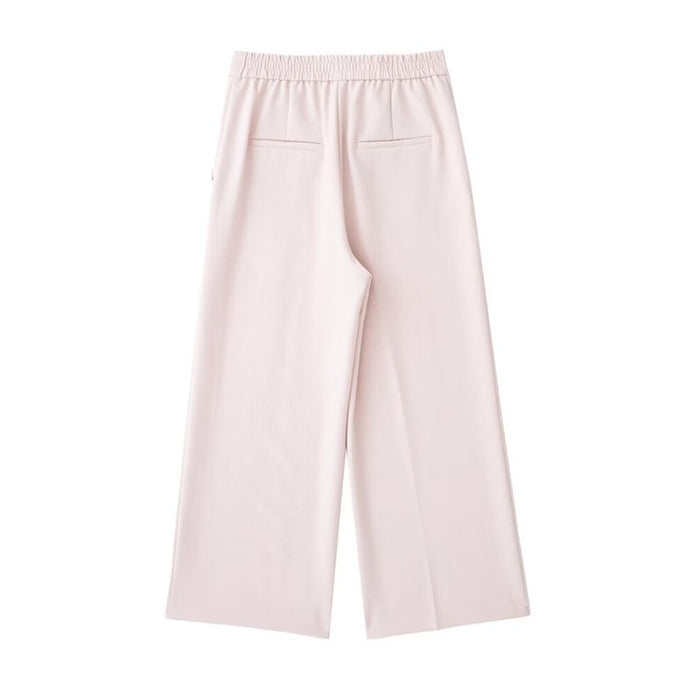 Solid Colors High Elastic Waist Wide Leg Pants