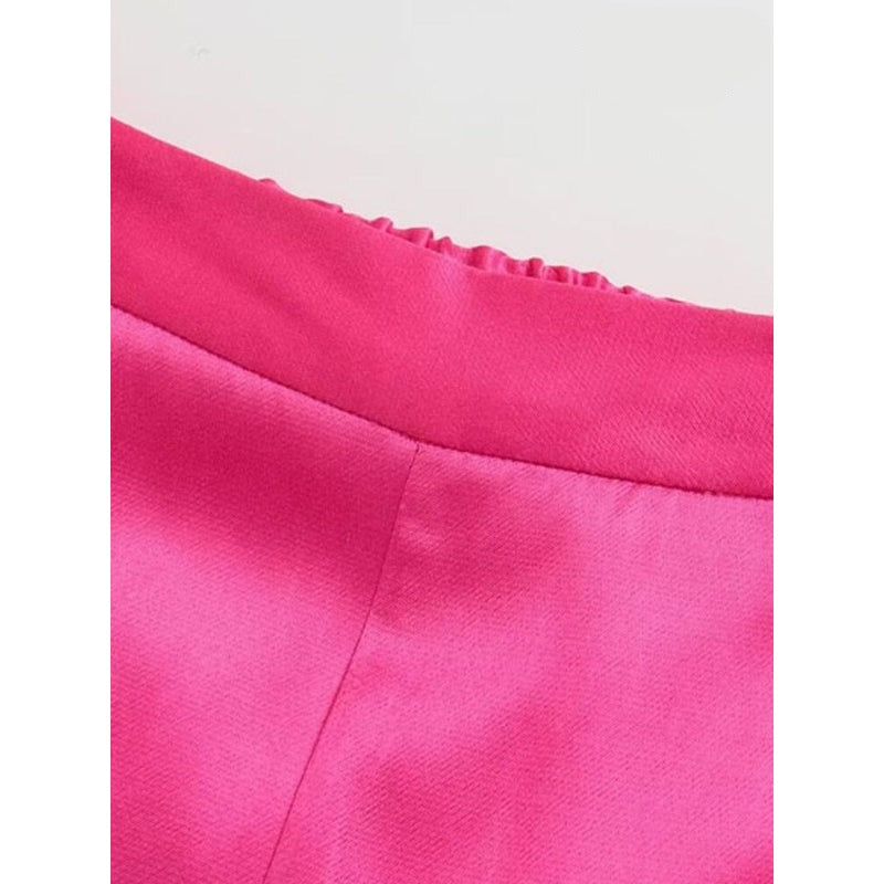 Pink High Waist Pant With Elastic Waistbands