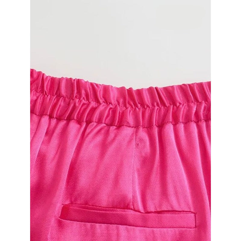 Pink High Waist Pant With Elastic Waistbands