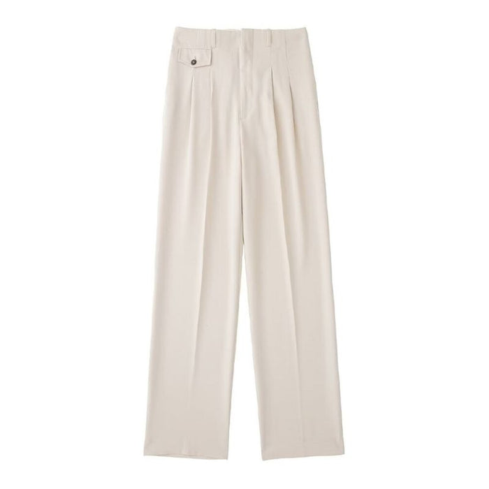 Unisex High Waist Front Pleated Straight Pant