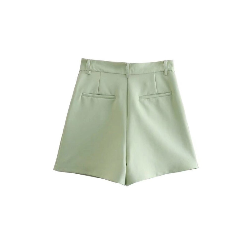 Women's High Waist Front Darts Bermuda Shorts With Side Pockets