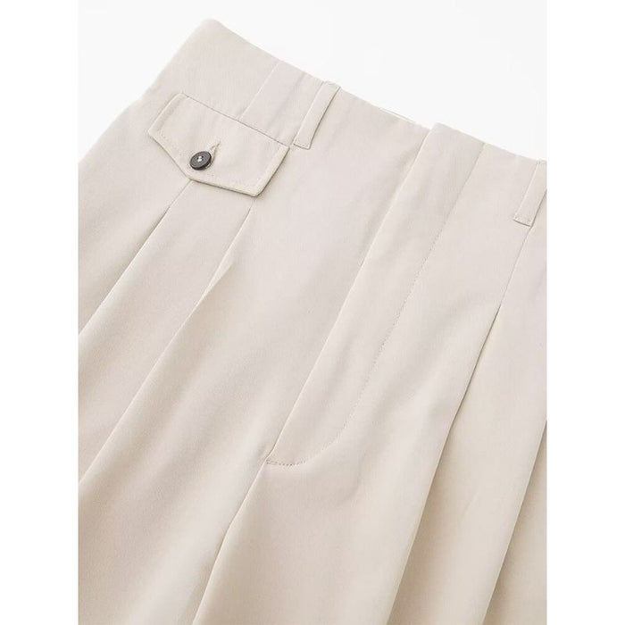 Unisex High Waist Front Pleated Straight Pant