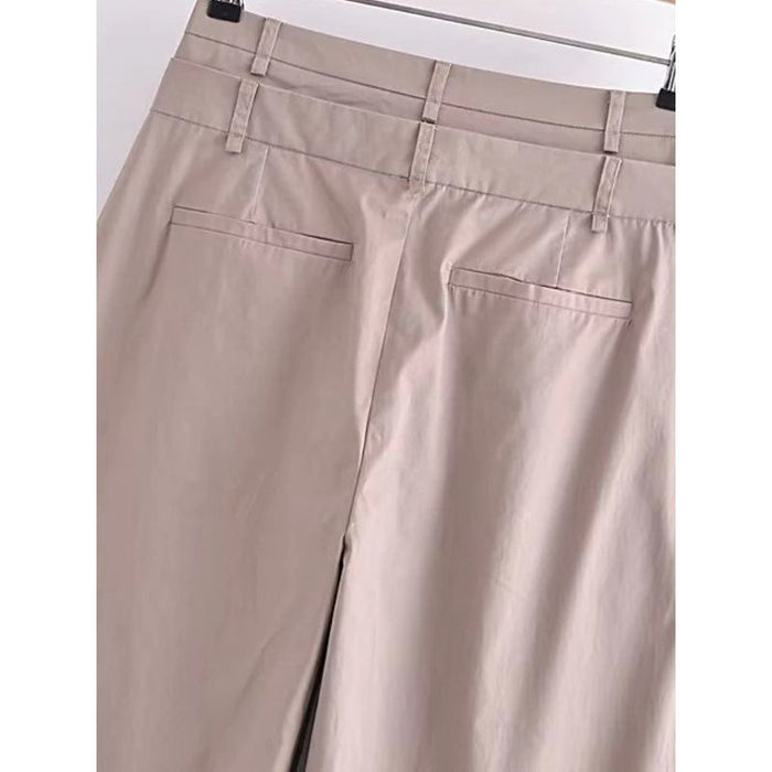 Front Pleat Straight High Double Waist Pant