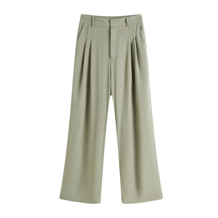 Vintage High Waist Front Pleated Straight Pant