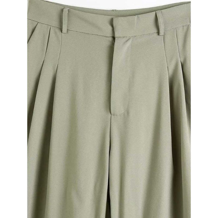 Vintage High Waist Front Pleated Straight Pant