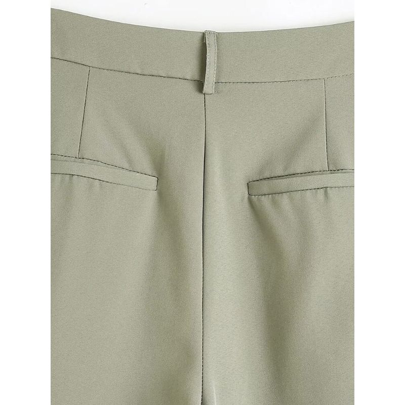 Vintage High Waist Front Pleated Straight Pant