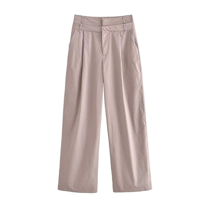 Front Pleat Straight High Double Waist Pant