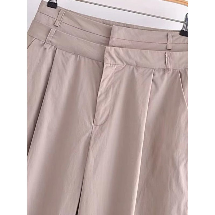 Front Pleat Straight High Double Waist Pant