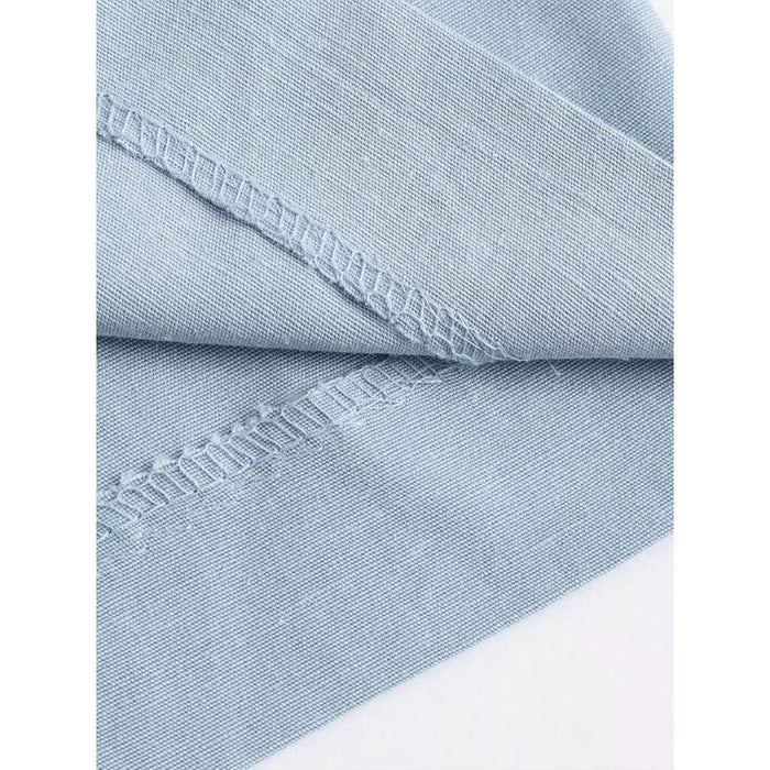 Stylish Sky Blue High Waist Linen Pants