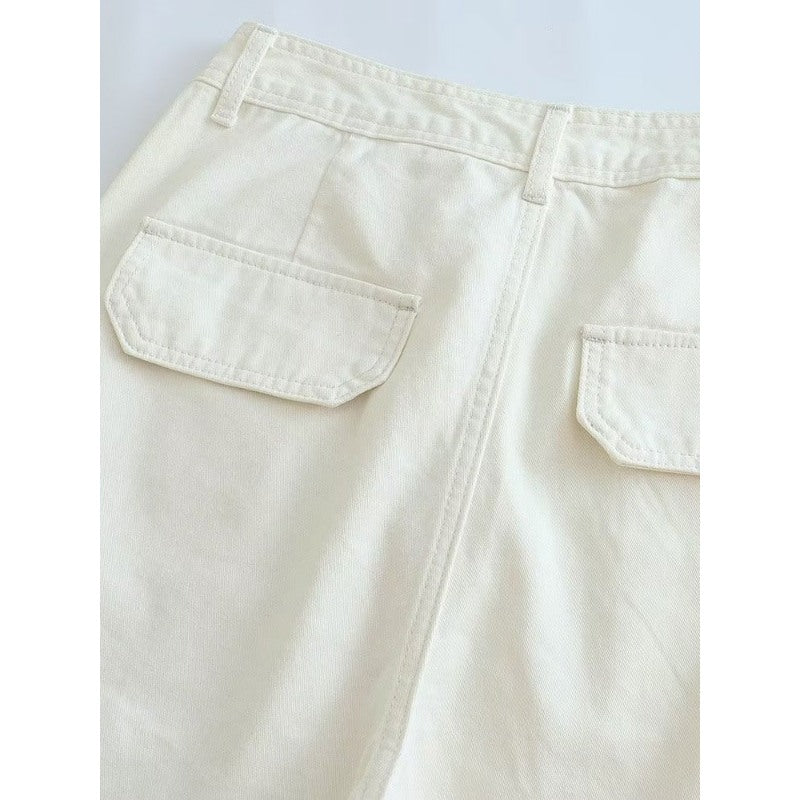 High-Waist Cargo Pants With Side Patch Pockets