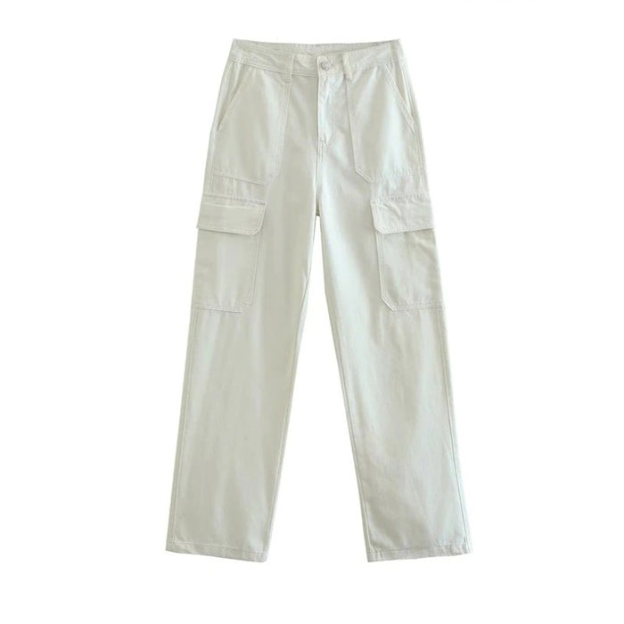 High-Waist Cargo Pants With Side Patch Pockets