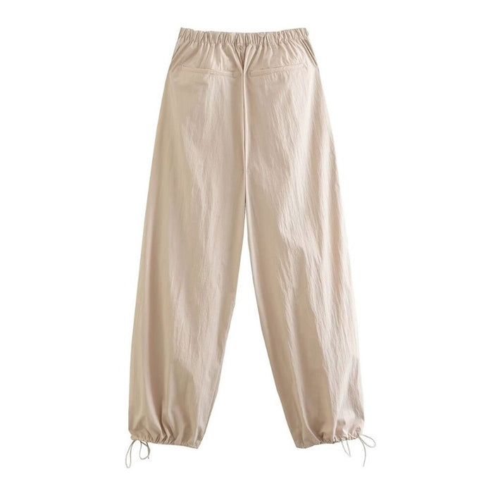 Stylish Pleats Knee High Elastic Waist Jogging Pants