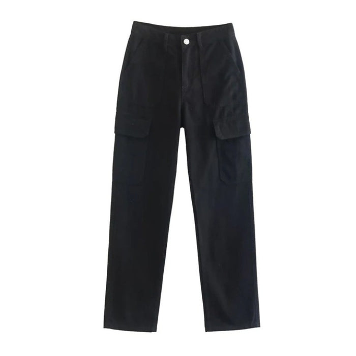 High-Waist Cargo Pants With Side Patch Pockets