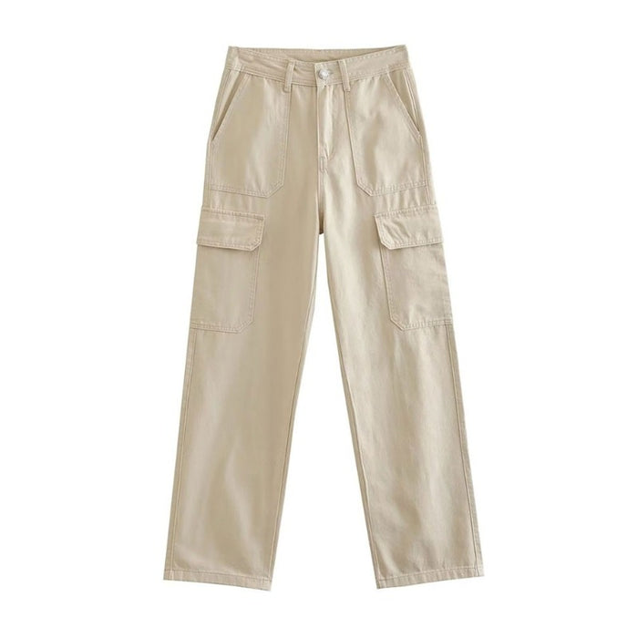 High-Waist Cargo Pants With Side Patch Pockets