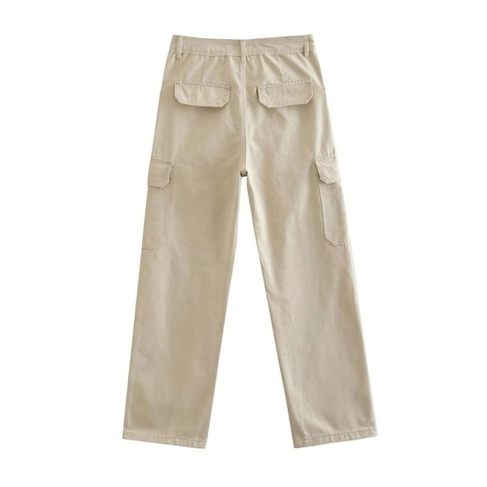 High-Waist Cargo Pants With Side Patch Pockets