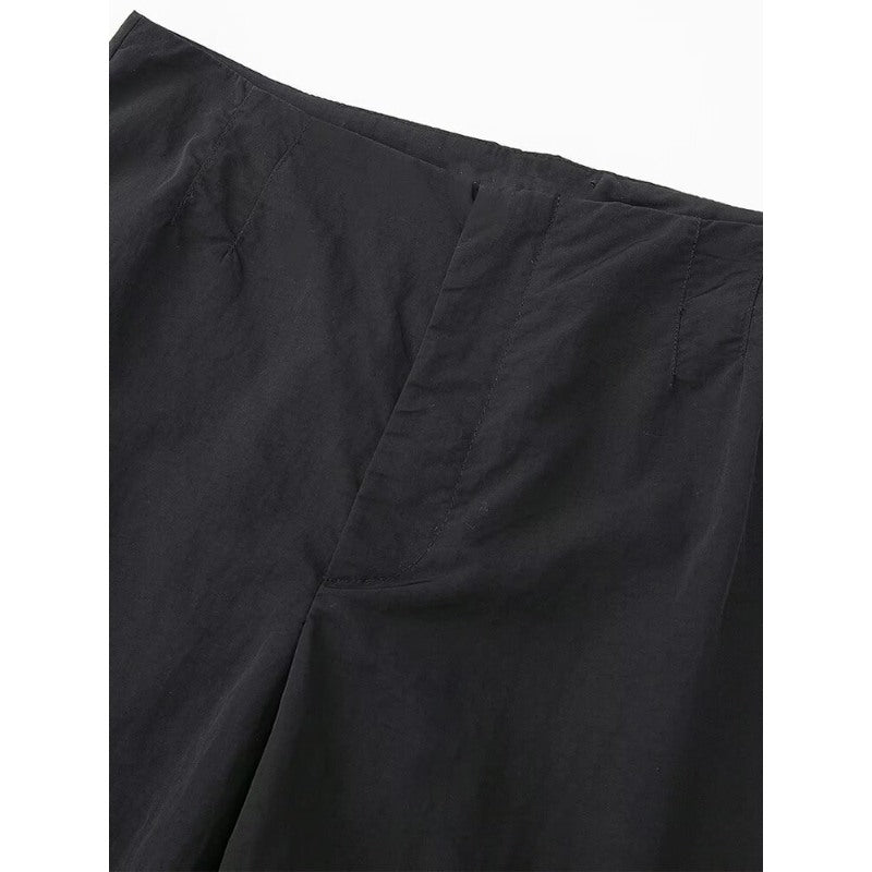 Black Adjustable Tied Hem Cargo Pants