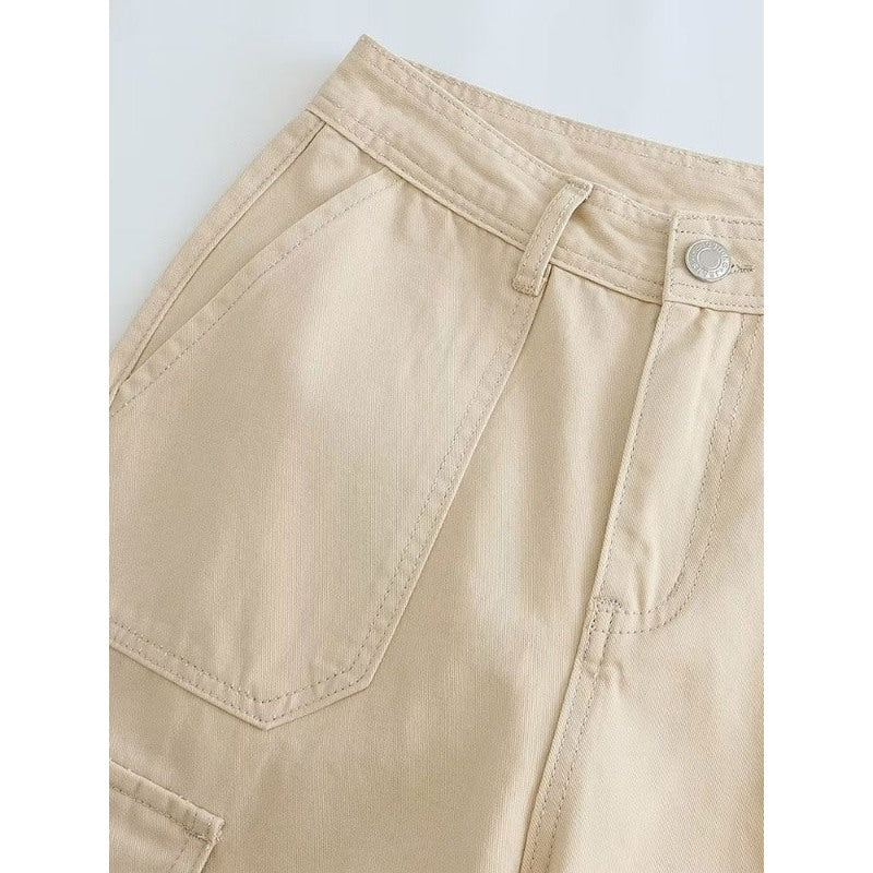 High-Waist Cargo Pants With Side Patch Pockets