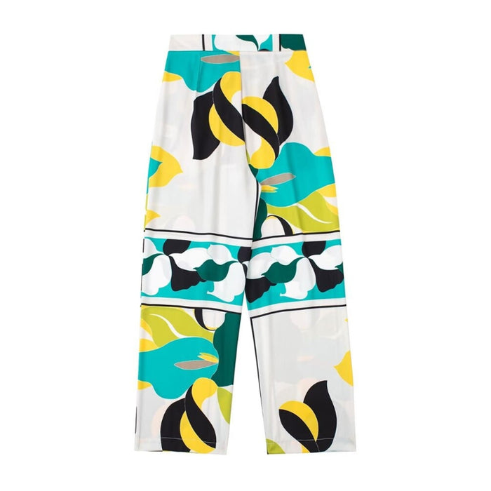 High Waist Printed Wide Leg Pant For Women