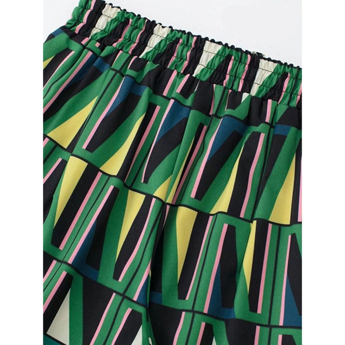 Geometric Printed High Waist Wide Leg Pants