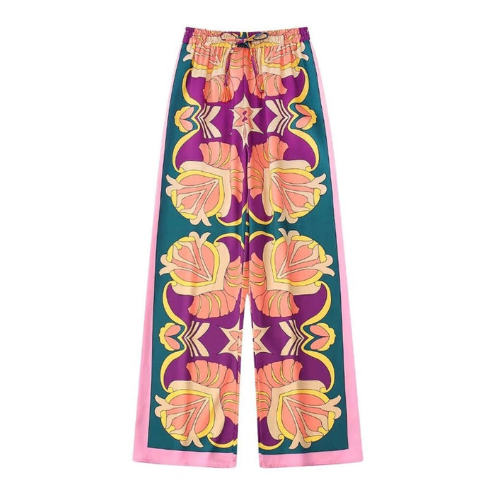 Floral Printed Wide Leg High Waist Pant