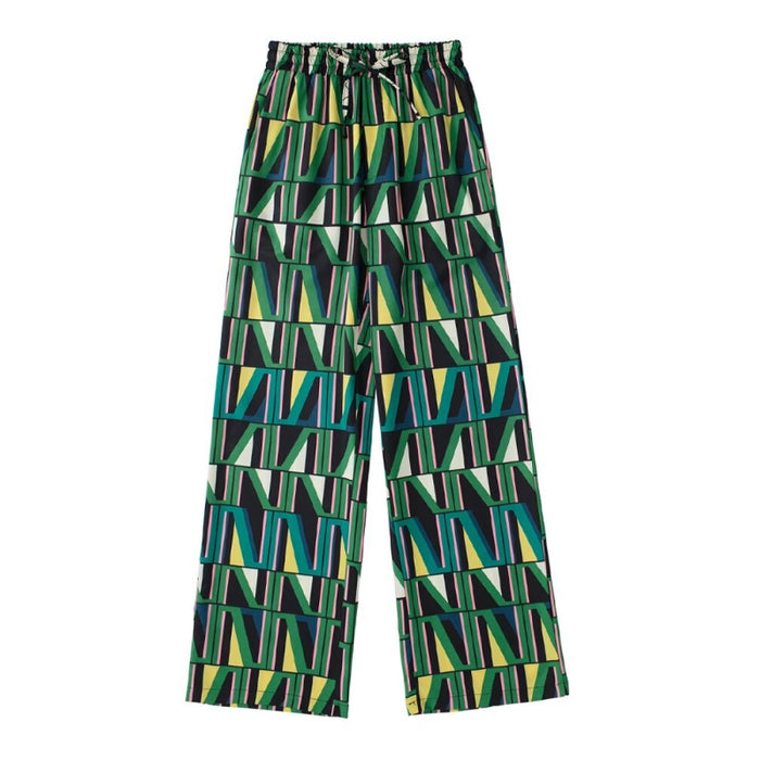 Geometric Printed High Waist Wide Leg Pants