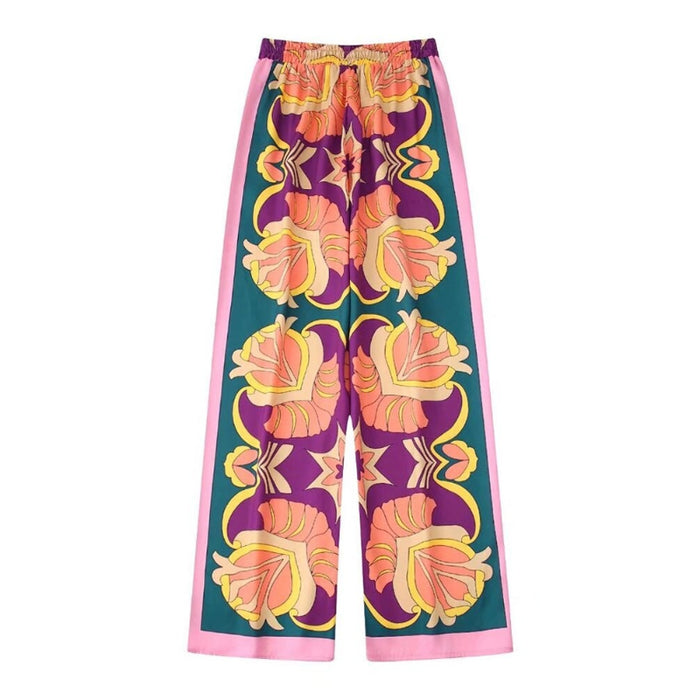 Floral Printed Wide Leg High Waist Pant