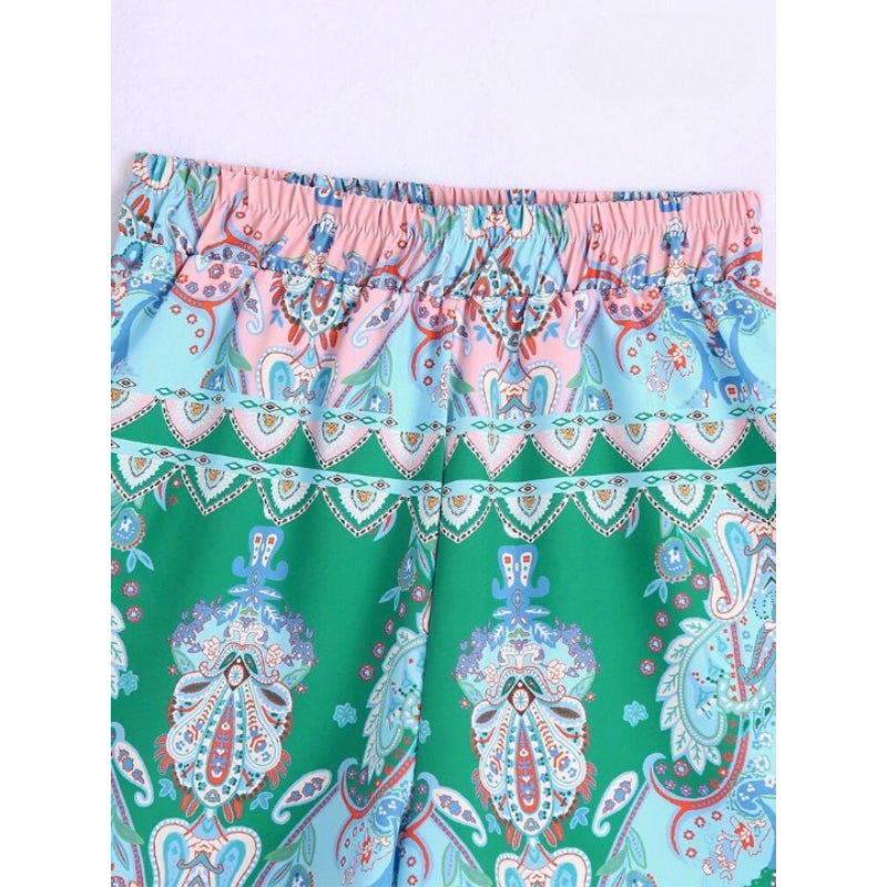 Women's Totem Print Vintage Shorts With Elastic Waistband