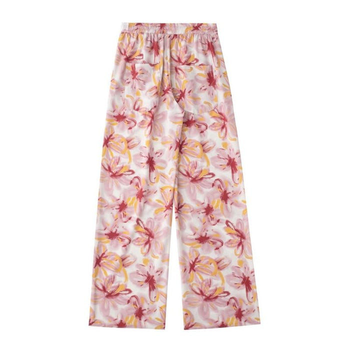 Vintage High Waist Tropical Print Straight Pant