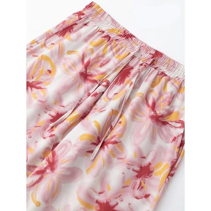 Vintage High Waist Tropical Print Straight Pant