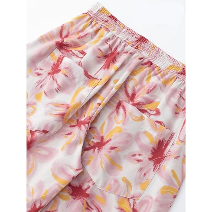 Vintage High Waist Tropical Print Straight Pant