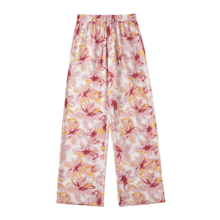 Vintage High Waist Tropical Print Straight Pant