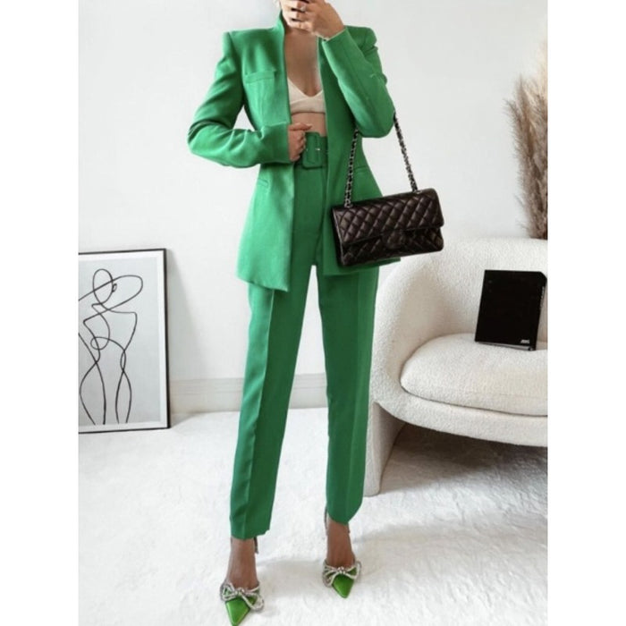 Stylish High Waist Office Wear Pants With Belt