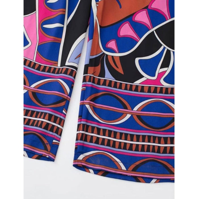 Bohemian Front Darts Printed High Waist Pant