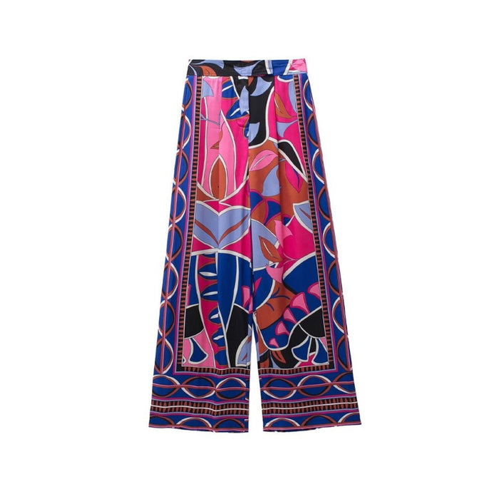 Bohemian Front Darts Printed High Waist Pant