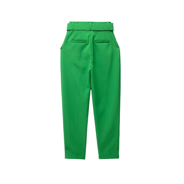 Stylish High Waist Office Wear Pants With Belt