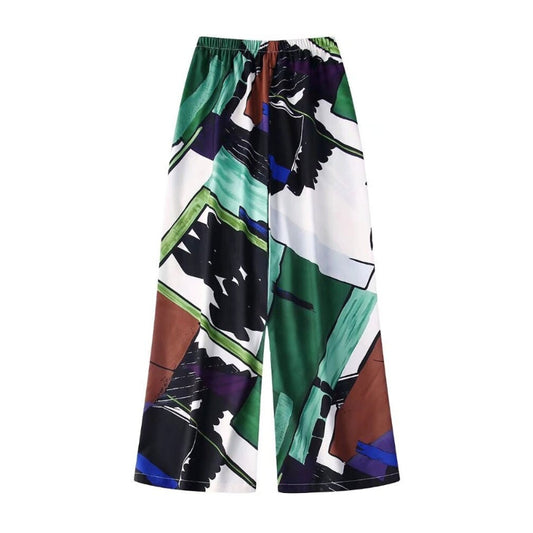Abstract Printed High Waist Flare Pant