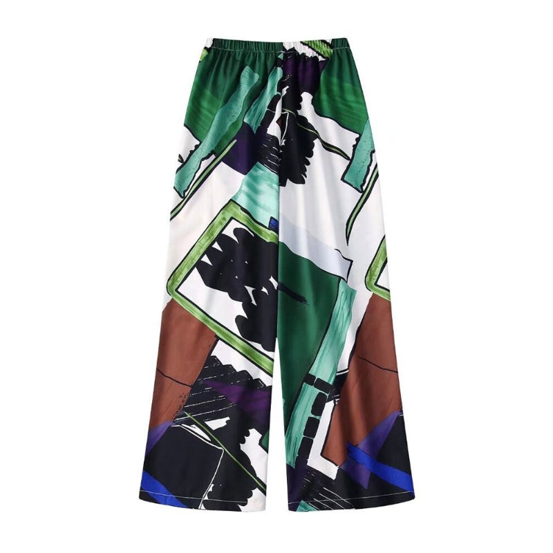 Abstract Printed High Waist Flare Pant