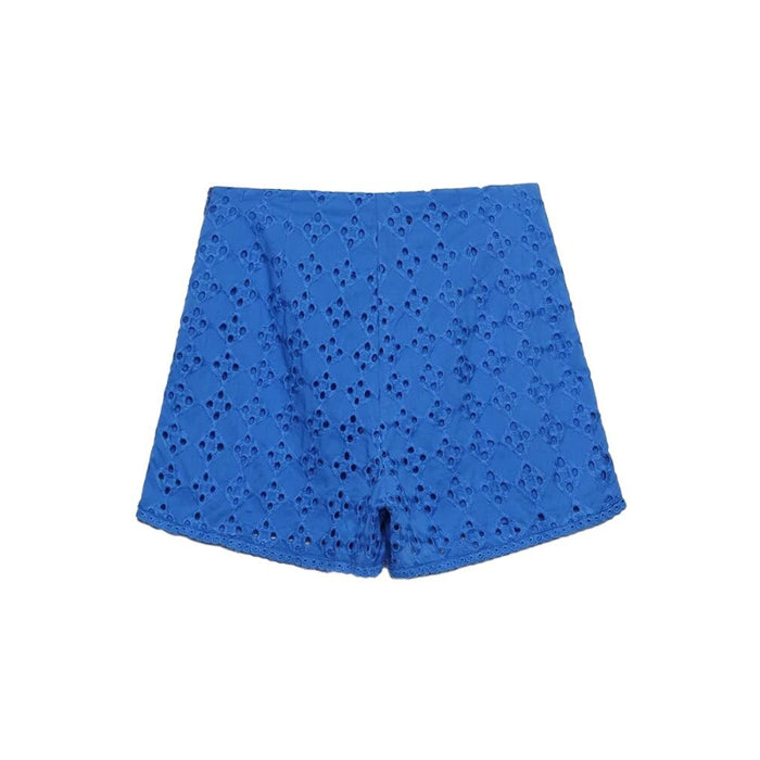 Women's High Waist Cutwork Embroidery Shorts